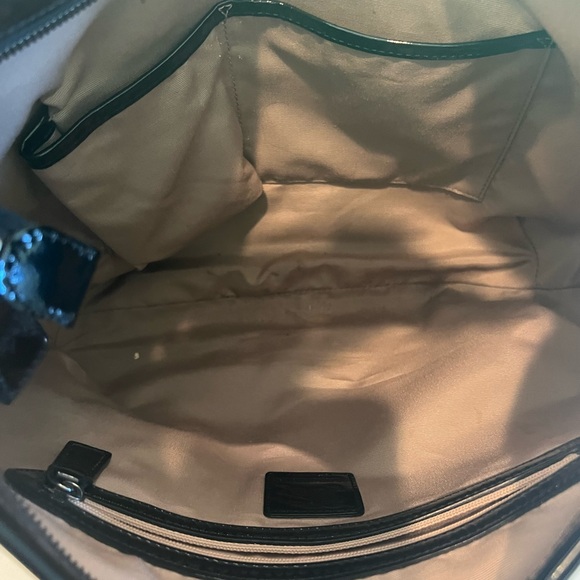 Burberry, black patent handle and trim. 16” wide, 12” tall. - Picture 2 of 6